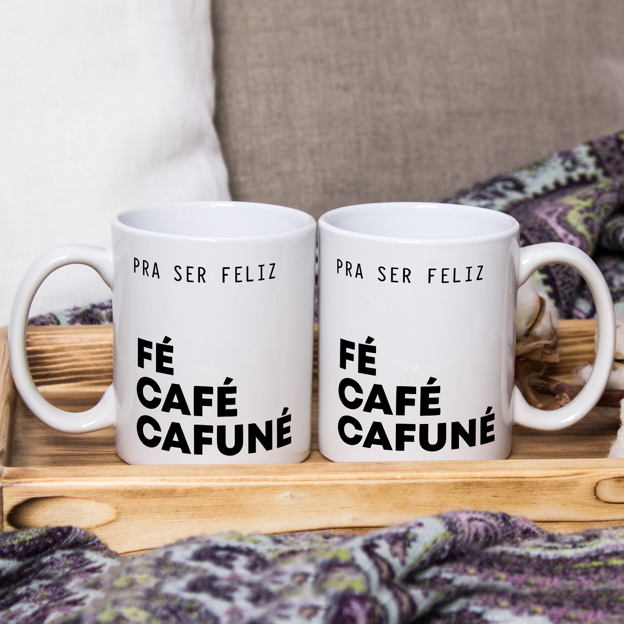 Kit 2 Canecas Personalizadas Presente Casal Fé Café Cafuné - Outros (Casal)