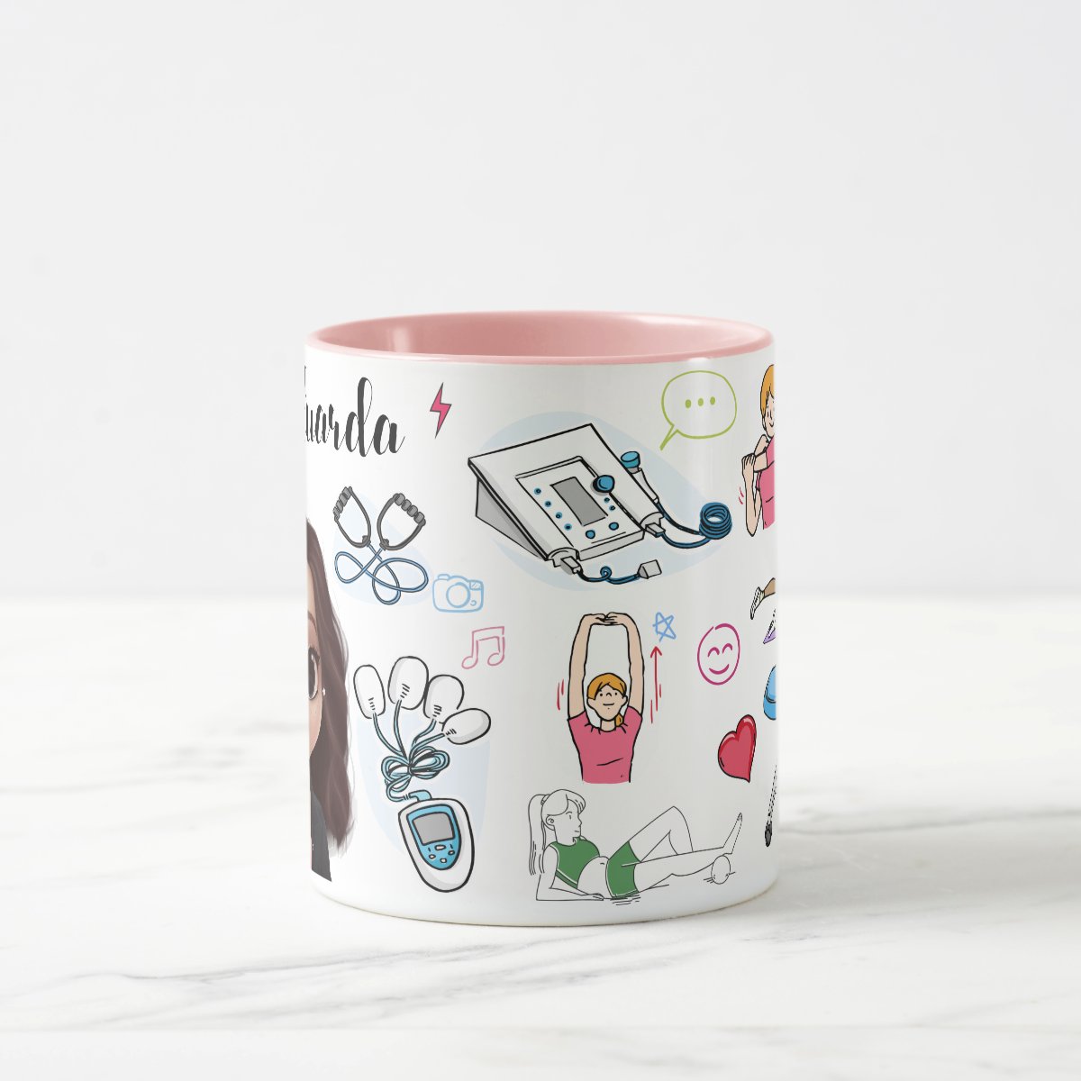 Caneca Fisioterapia Profissão Fisioterapeuta com Avatar