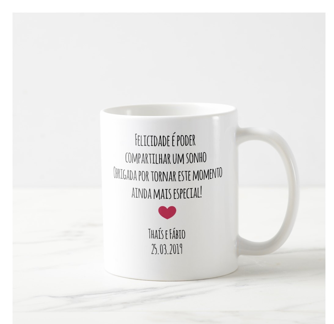 Caneca Personalizada Madrinha Lembrança Casamento Marsala