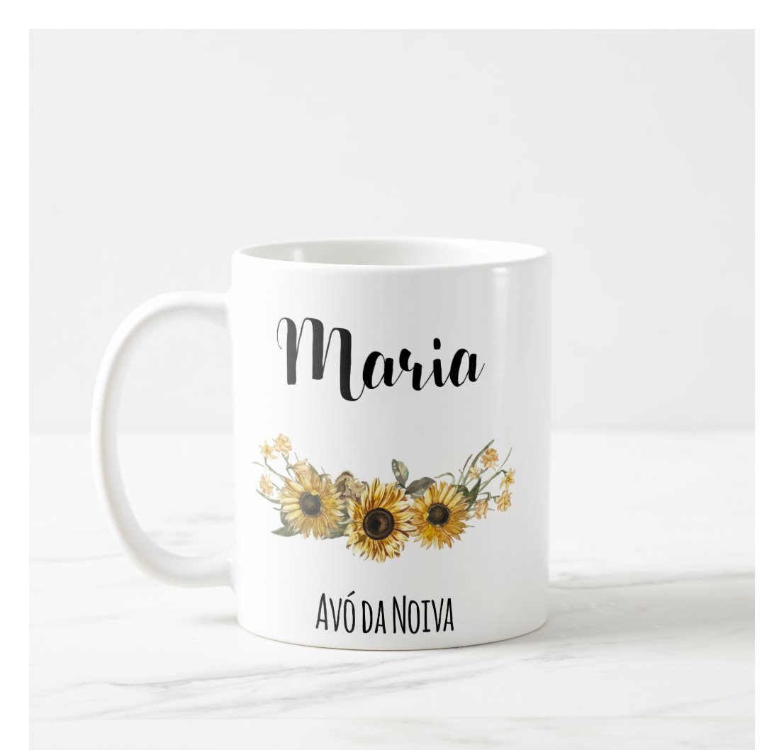 Caneca Girassol Presente Casamento Lembrança Avó da Noiva