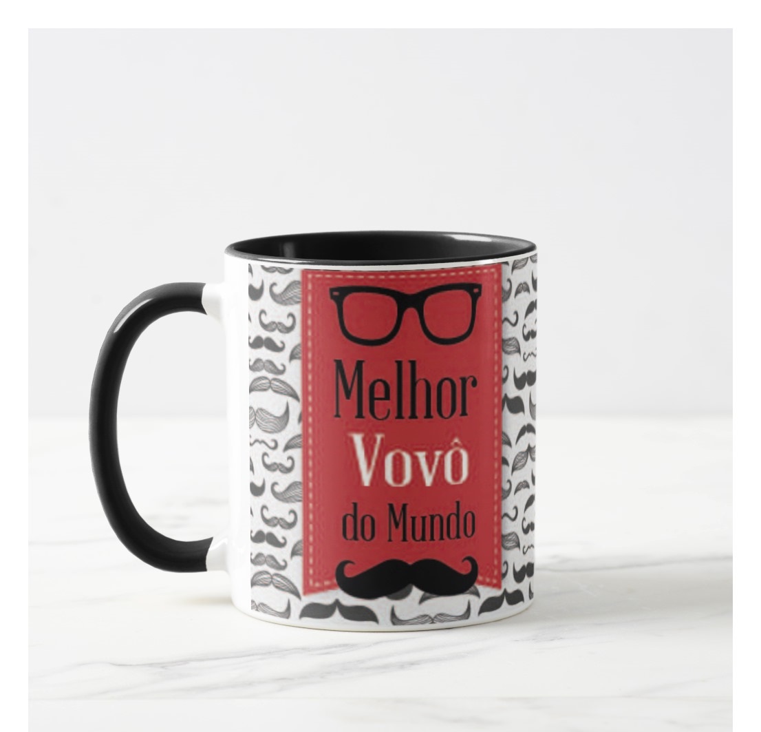 Caneca Avô Café com Amor e Alegria, Presente com Foto