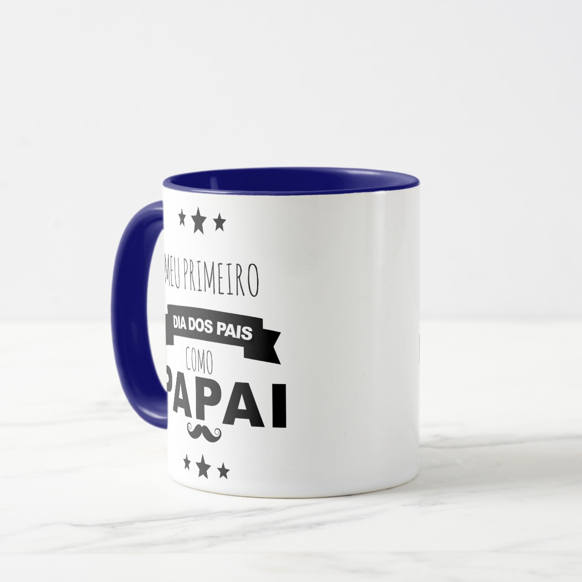 Caneca Meu Primeiro Dia Dos Pais Como Papai - Azul