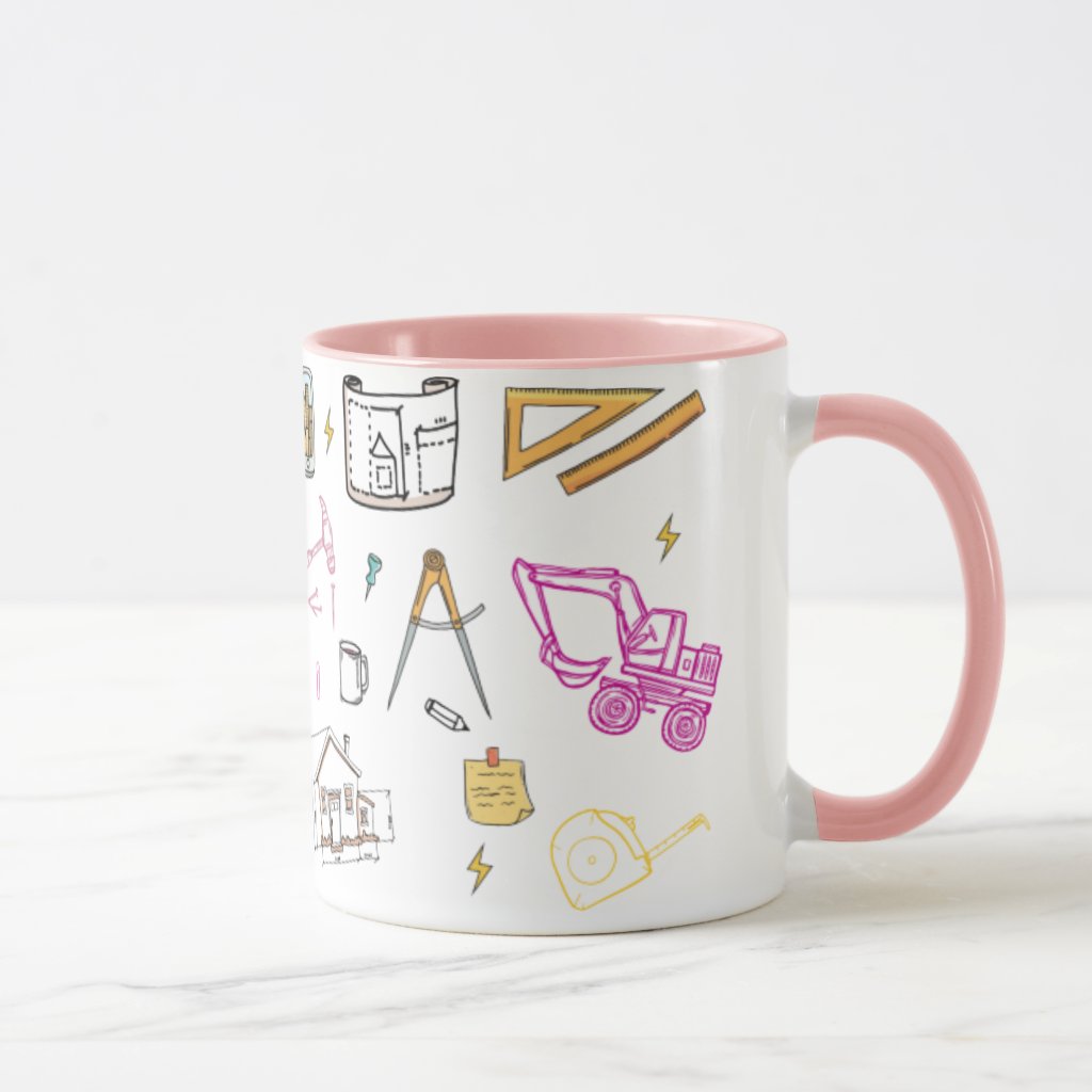 Caneca Engenharia Civil Personalizada Com Nome E Avatar Rosa
