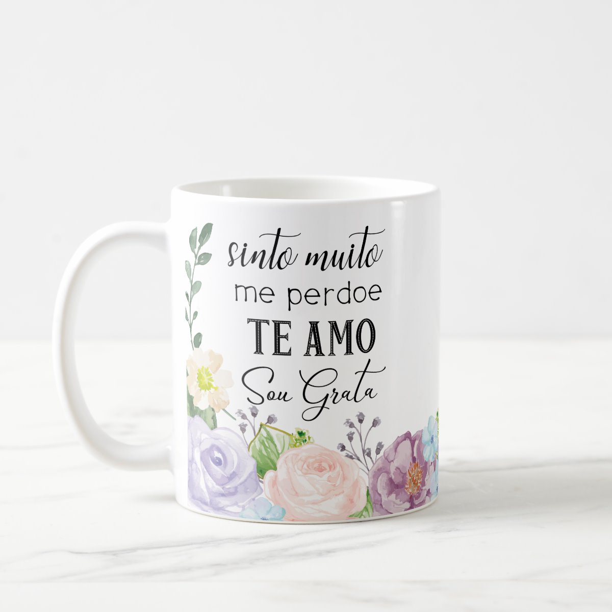 Caneca Personalizada Feminina com Nome Presente Hooponopono - Outros (Hooponopono, paz, zen, flores)