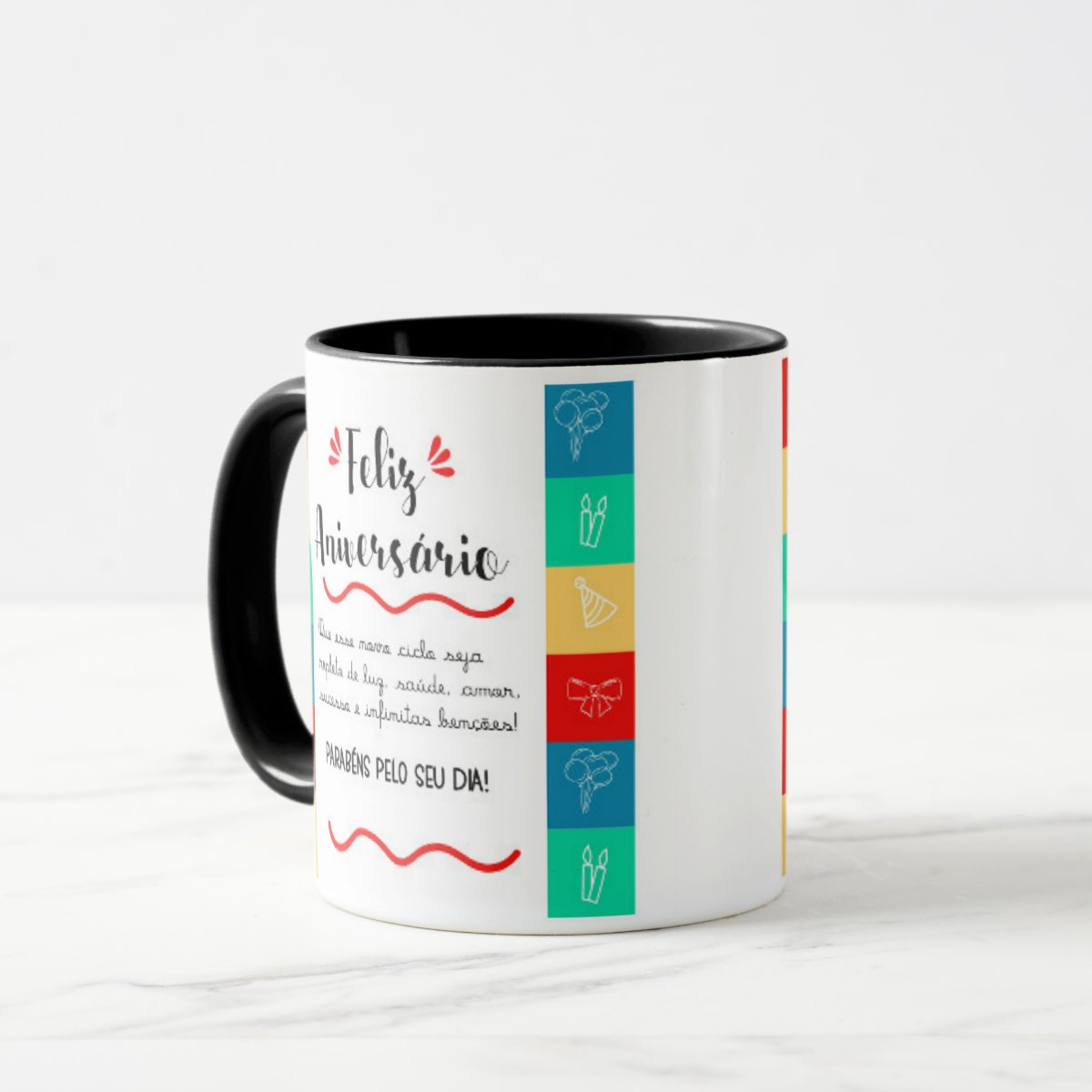 Caneca Presente Feliz Aniversário Personalizada com Frase