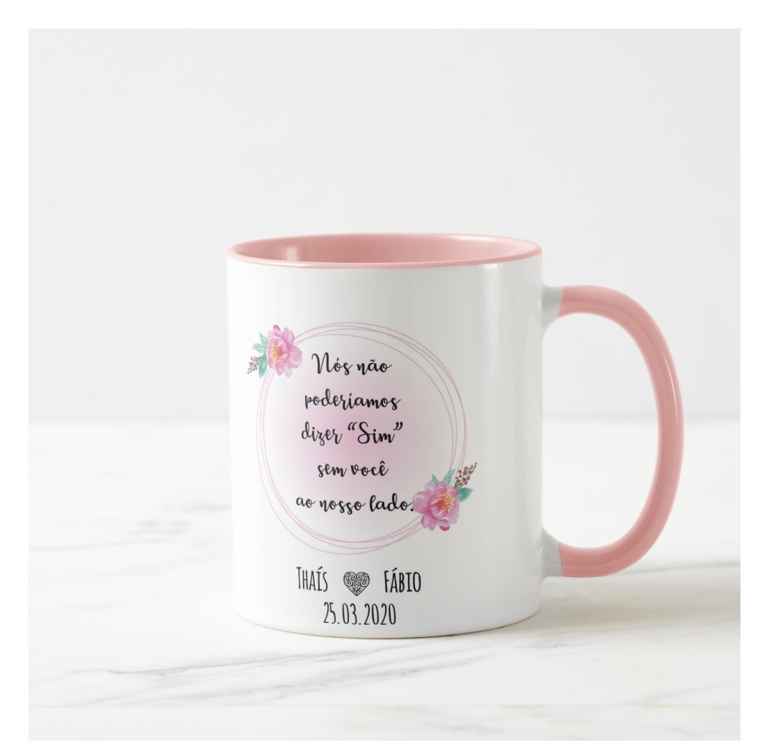 Caneca Lembrança com Convite Noiva e Madrinha Casamento Azul