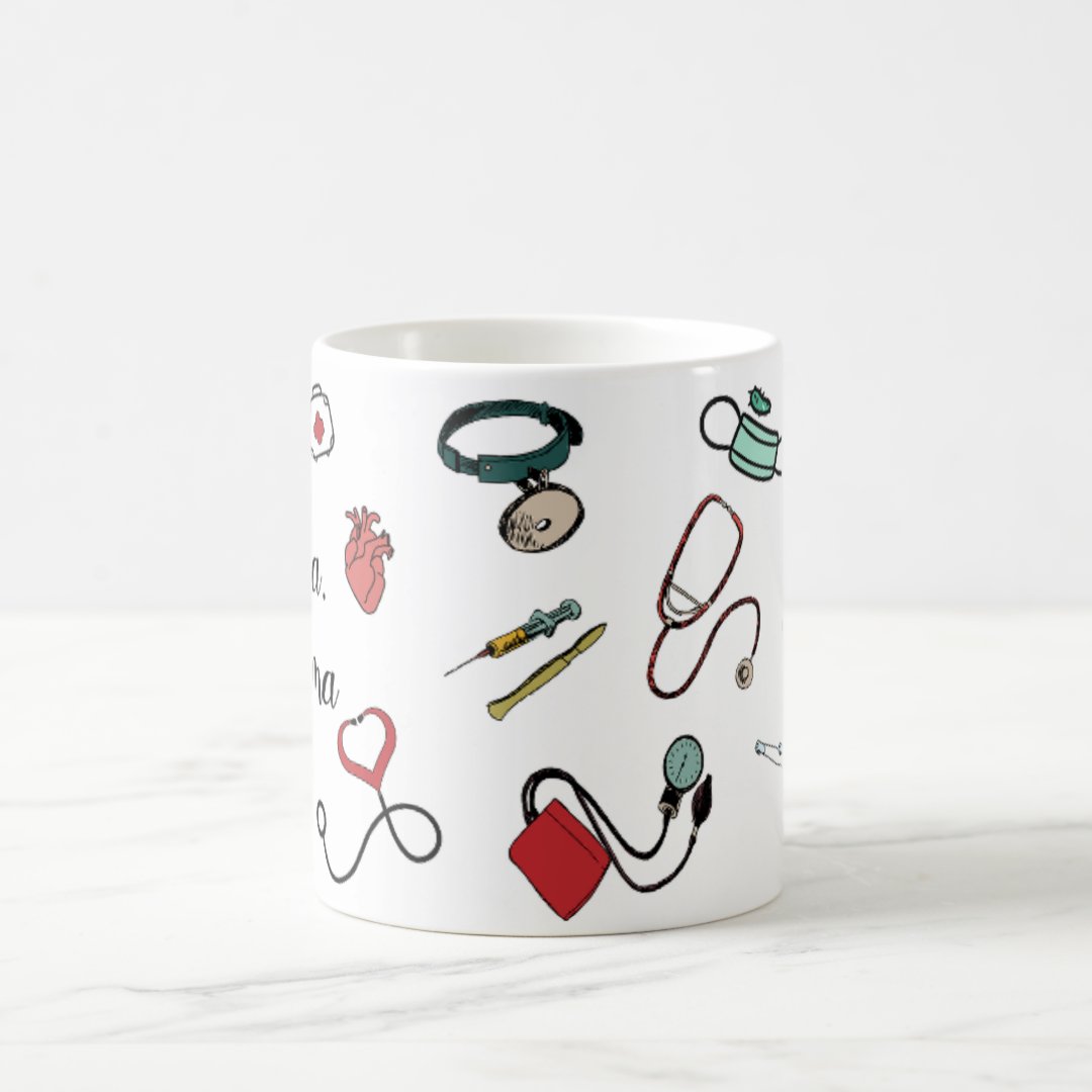 Caneca Mágica Criativa Profissão Medicina Clínica com Nome