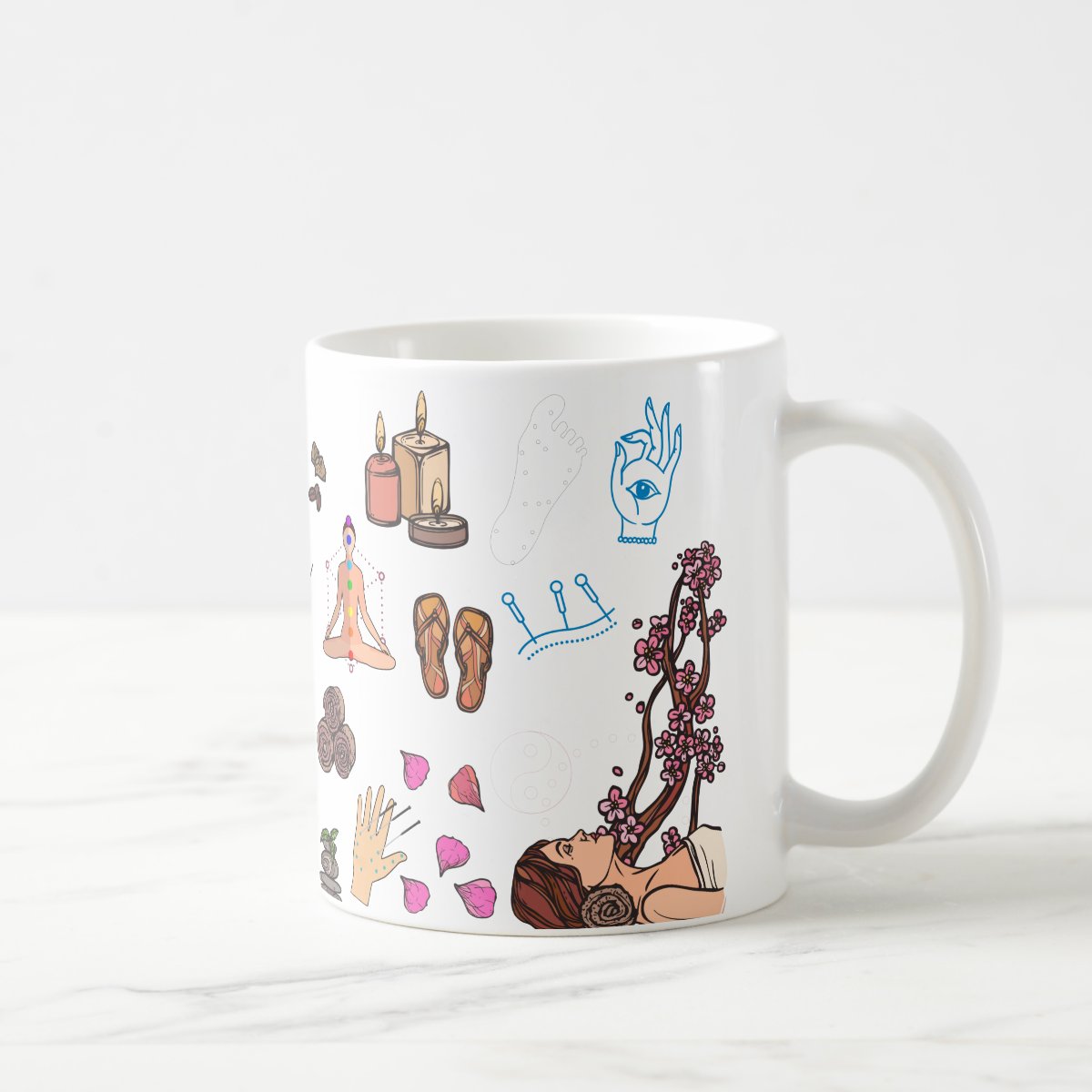 Caneca Personalizada Criativa de Acupuntura com Nome Branca