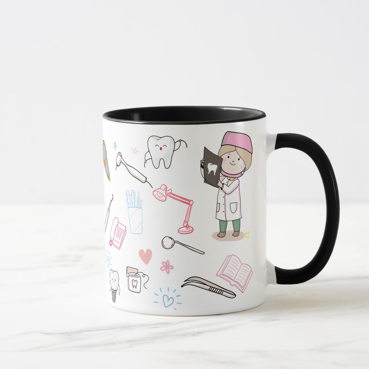Caneca Odontologia Presente Criativo com Avatar Dentista