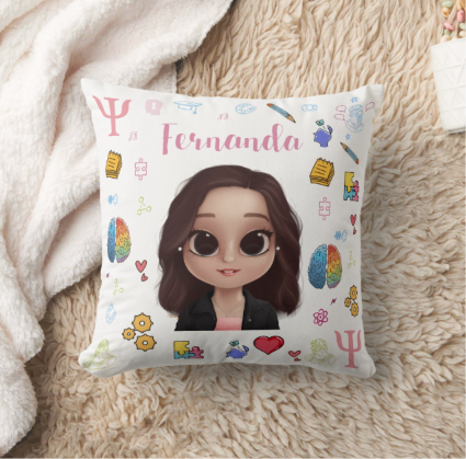 Almofada Decoração Personalizada Psicologia com Avatar - Profissões (Psicólogo(a))