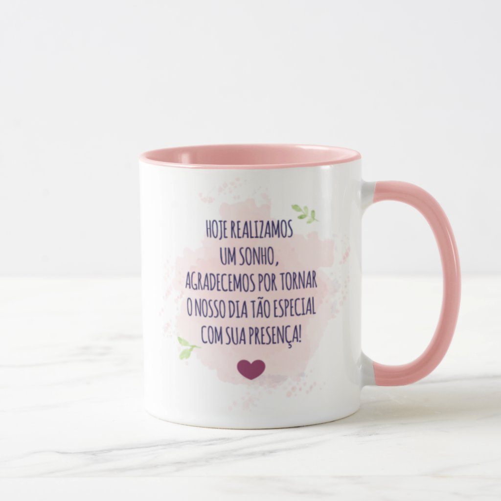 Caneca Lembrança De Casamento Mãe Da Noiva Rosa