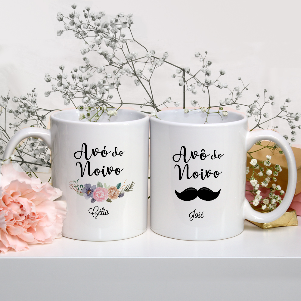 Kit 2 Canecas Personalizadas Casamento para Avôs dos Noivos - Casamento (Noivo)