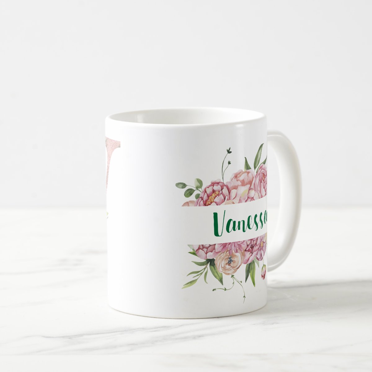 Caneca Feminina Personalizada com Nome e Inicial V