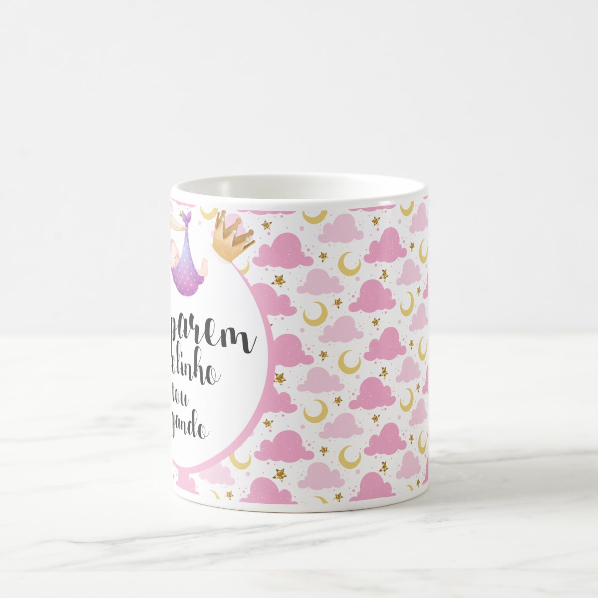 Caneca Presente Anúncio De Gravidez Nuvem Amigas E Família