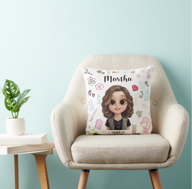 Almofada Decoração Personalizada Farmárcia com Avatar