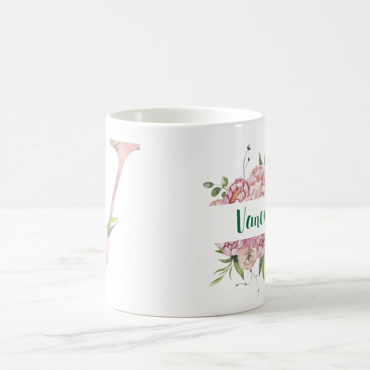 Caneca Feminina Personalizada com Nome e Inicial V