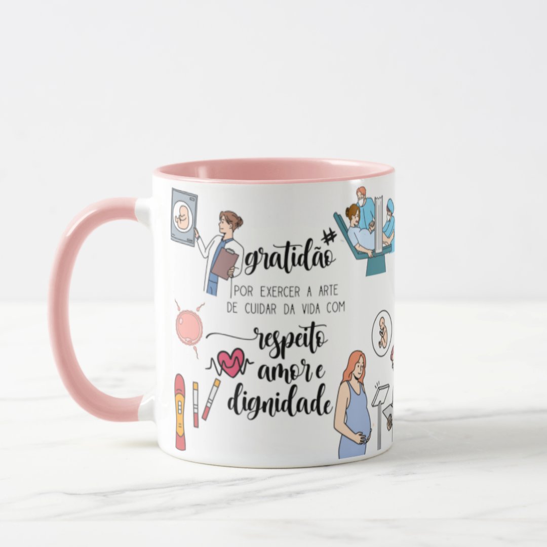 Caneca Presente Personalizado Medicina para Médica Obstetra - Profissões (Médico(a))