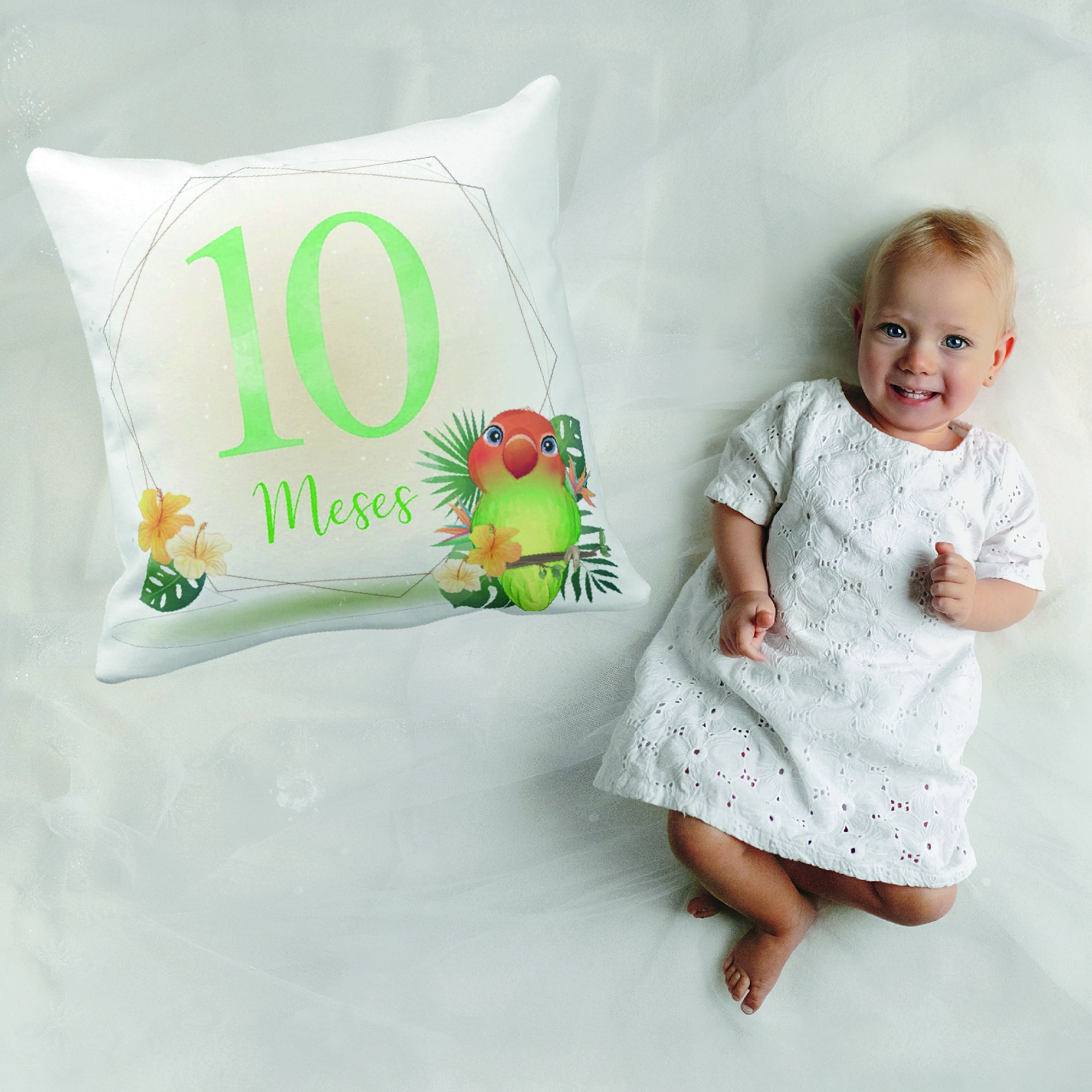 Almofada Mesversário Bebê Menina Infantil Mês 10 Safari Baby