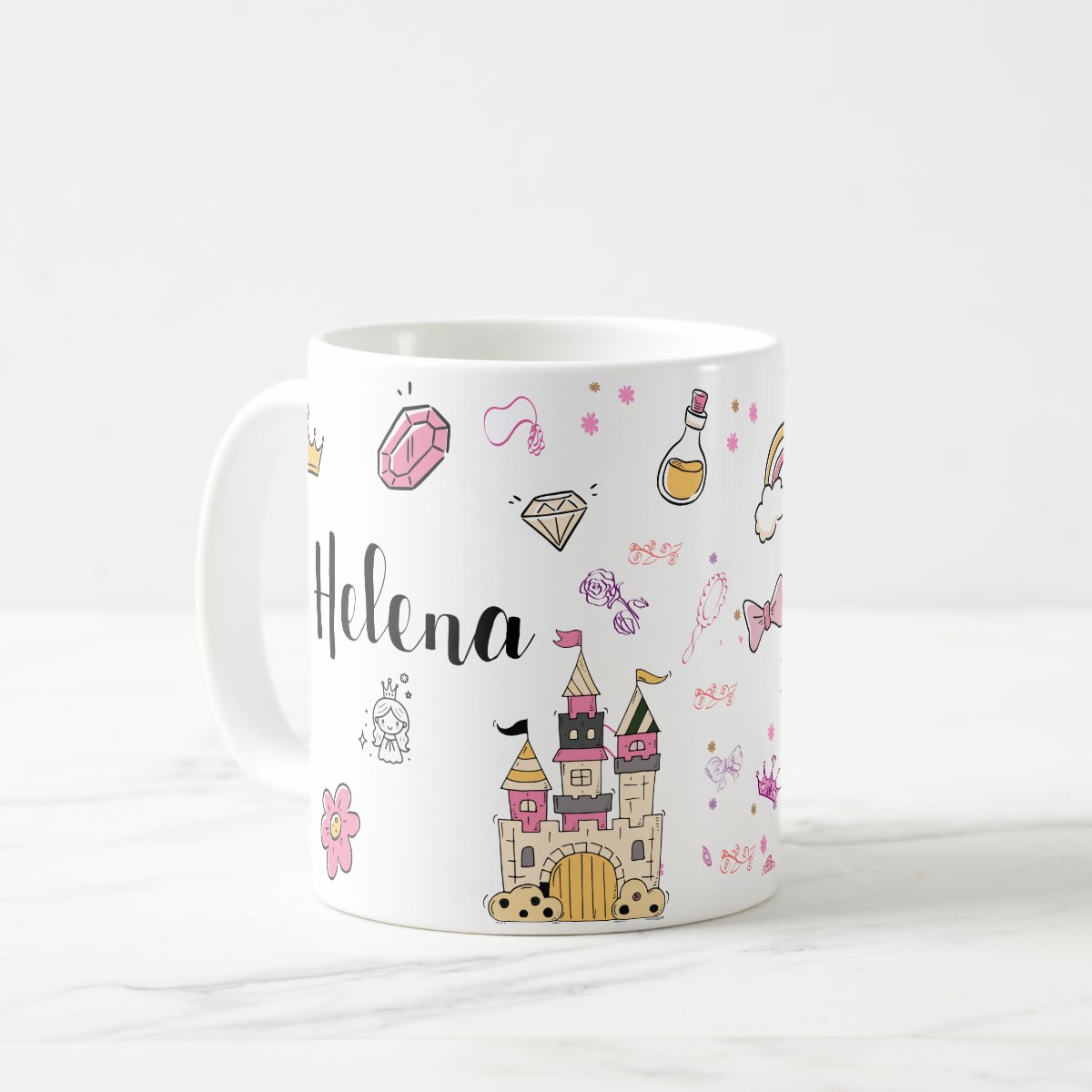 Caneca Polimero Infantil Personalizada com Nome Princesas
