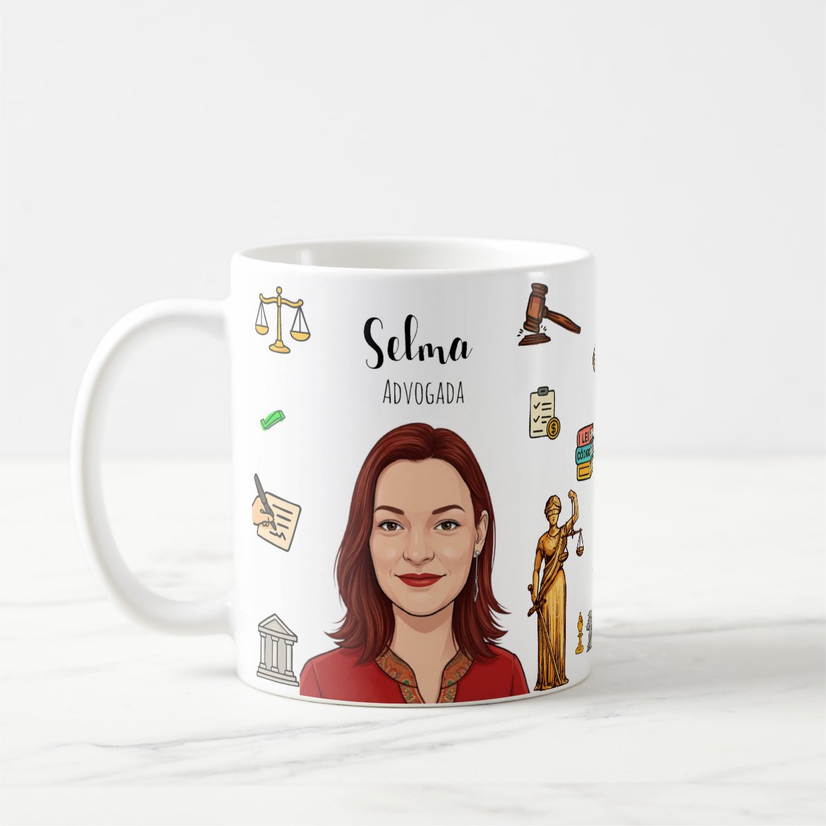 Caneca Personalizada Profissão Advogada Com Retrato Ilustrativo
