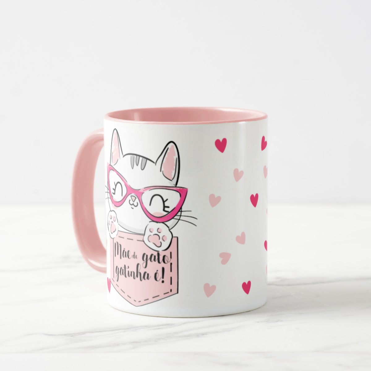 Caneca Rosa Mãe de Gato Gatinha É