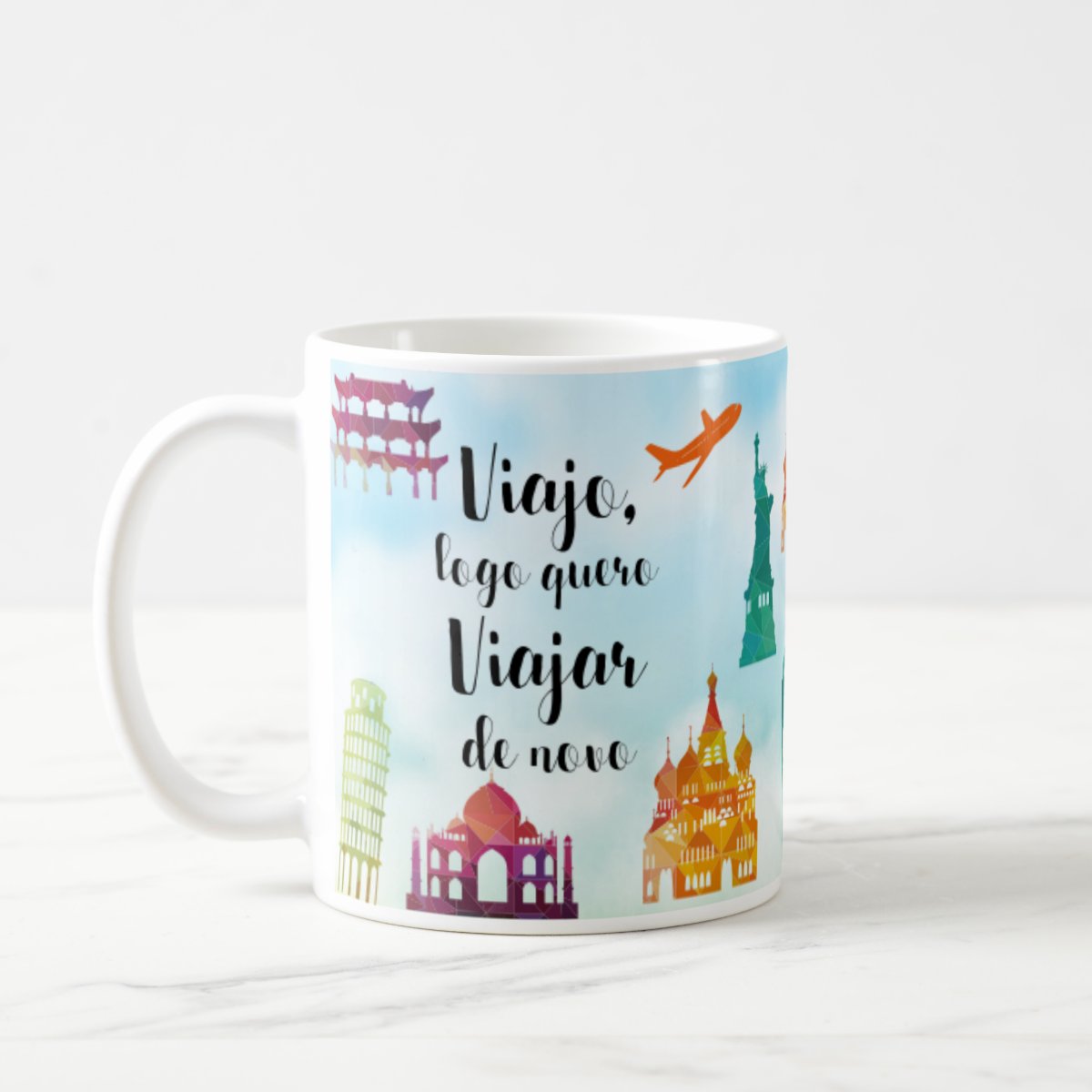 Caneca Personalizada Turismo Frase Quero Viajar de Novo