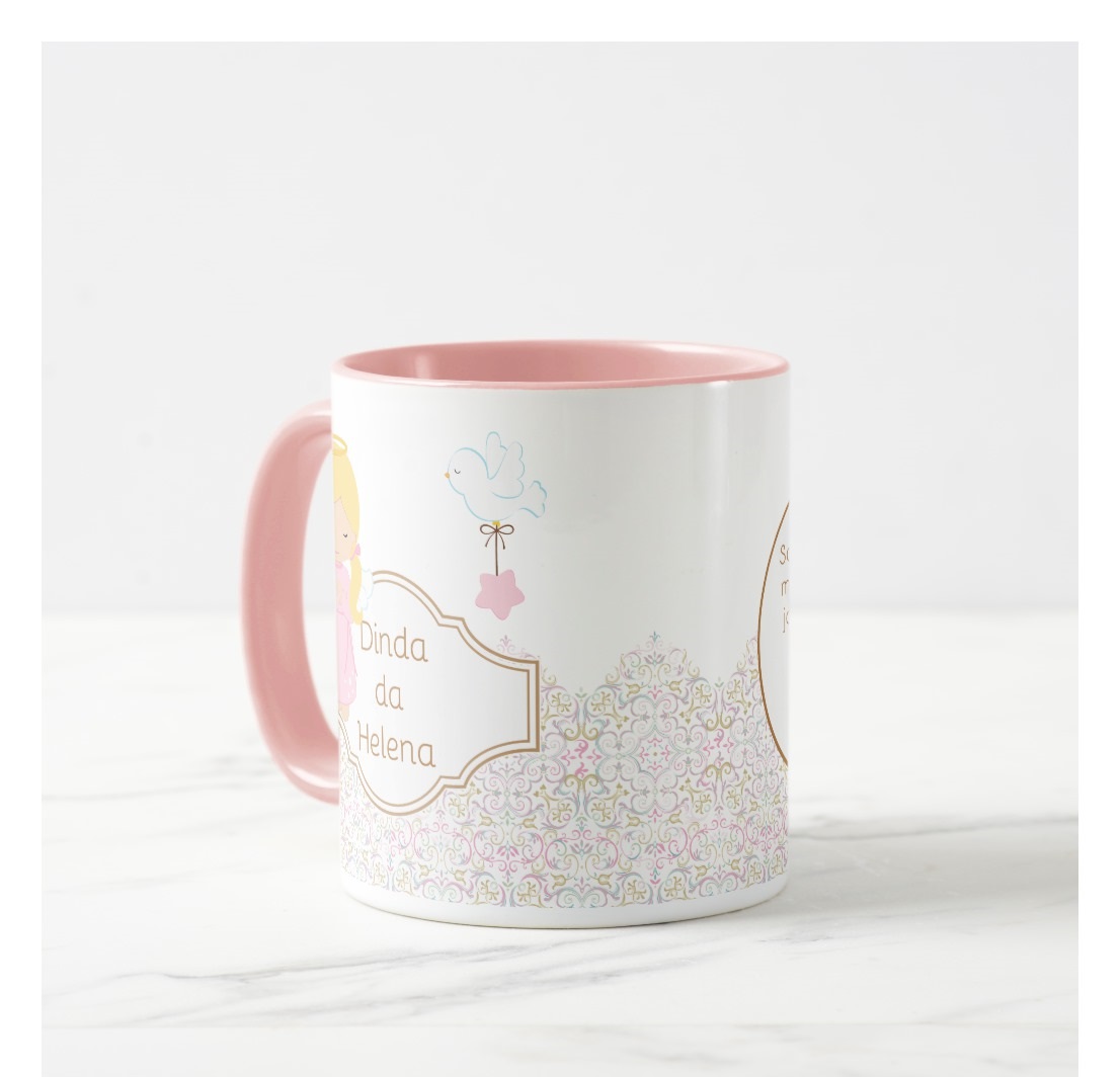  Caneca Batismo Dinda Presente Personalizada Com Nome
