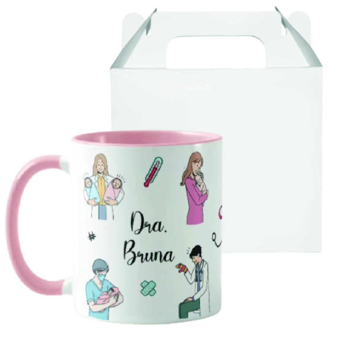 Caneca Presente Personalizado com Nome Pediatra Pediatria - Profissões (Médico(a))