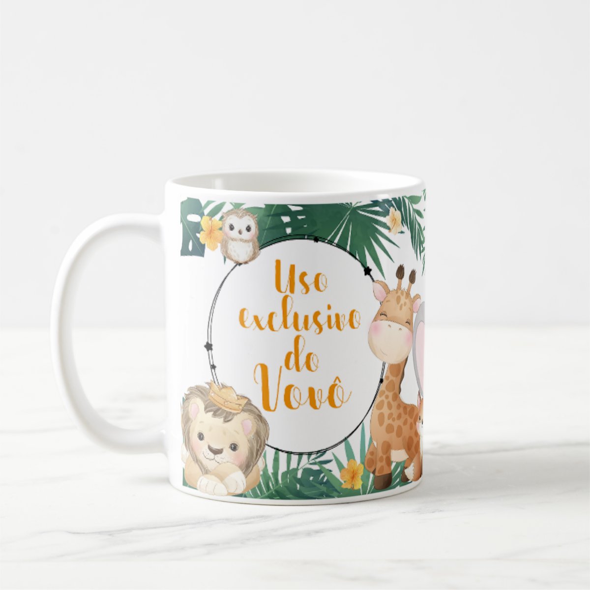 Caneca Lembrança Aniversário Nascimento Safari para Vovô Avô