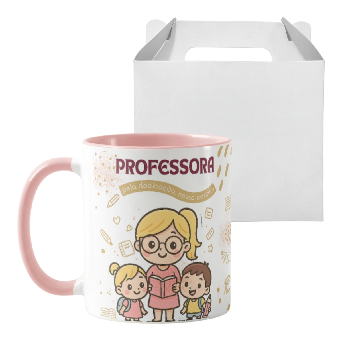 Caneca Presente para Professora Amor e Gratidão Prof Loira