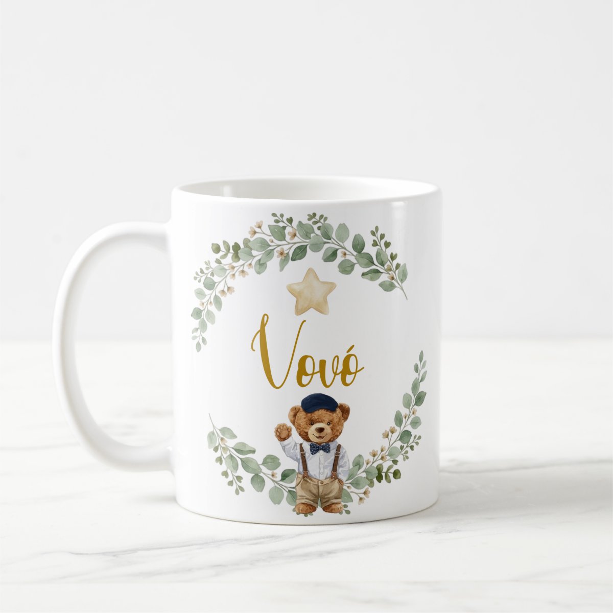 Caneca Vovó Urso Príncipe Pronta Entrega Presente Avó Família - Família (Avó)