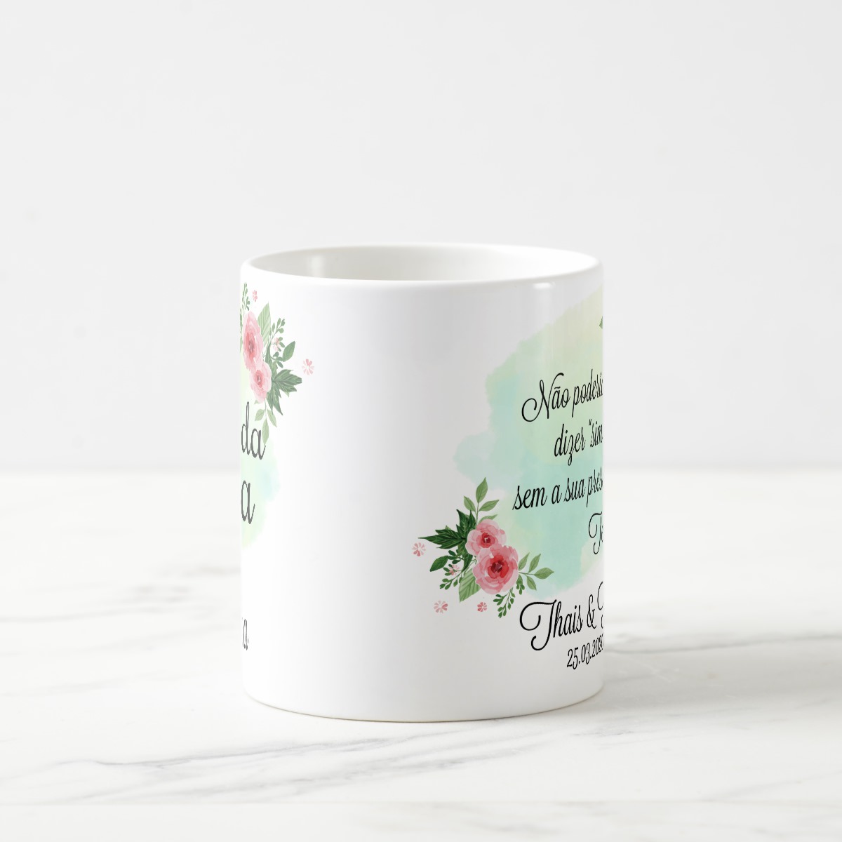 Caneca Casamento Verde Presente Familia Avó da Noiva