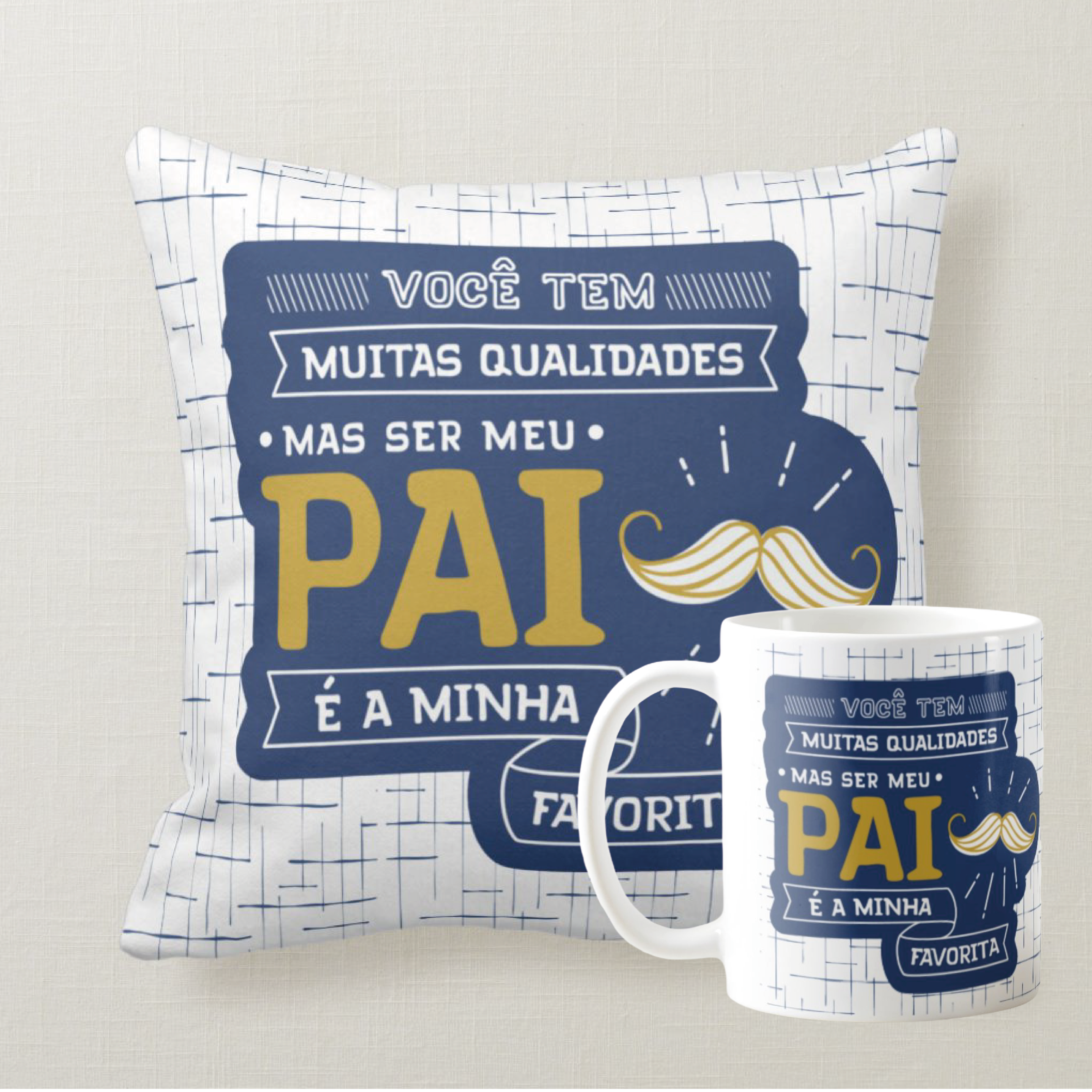 Kit Presente Caneca E Almofada Qualidades - Dia Dos Pais - Família (Pai)