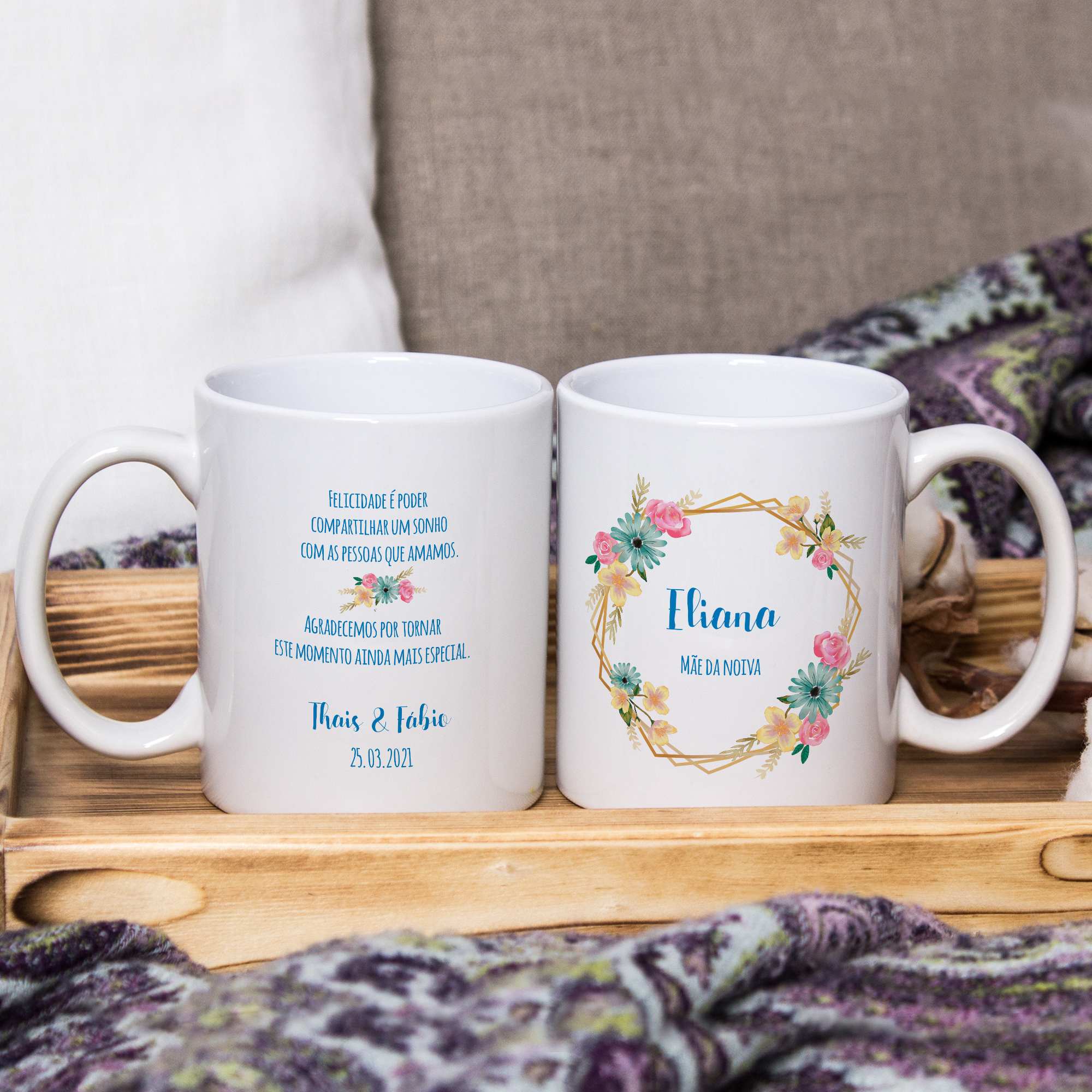 Kit 2 Caneca Personalizada de Casamento Mães das Noivas