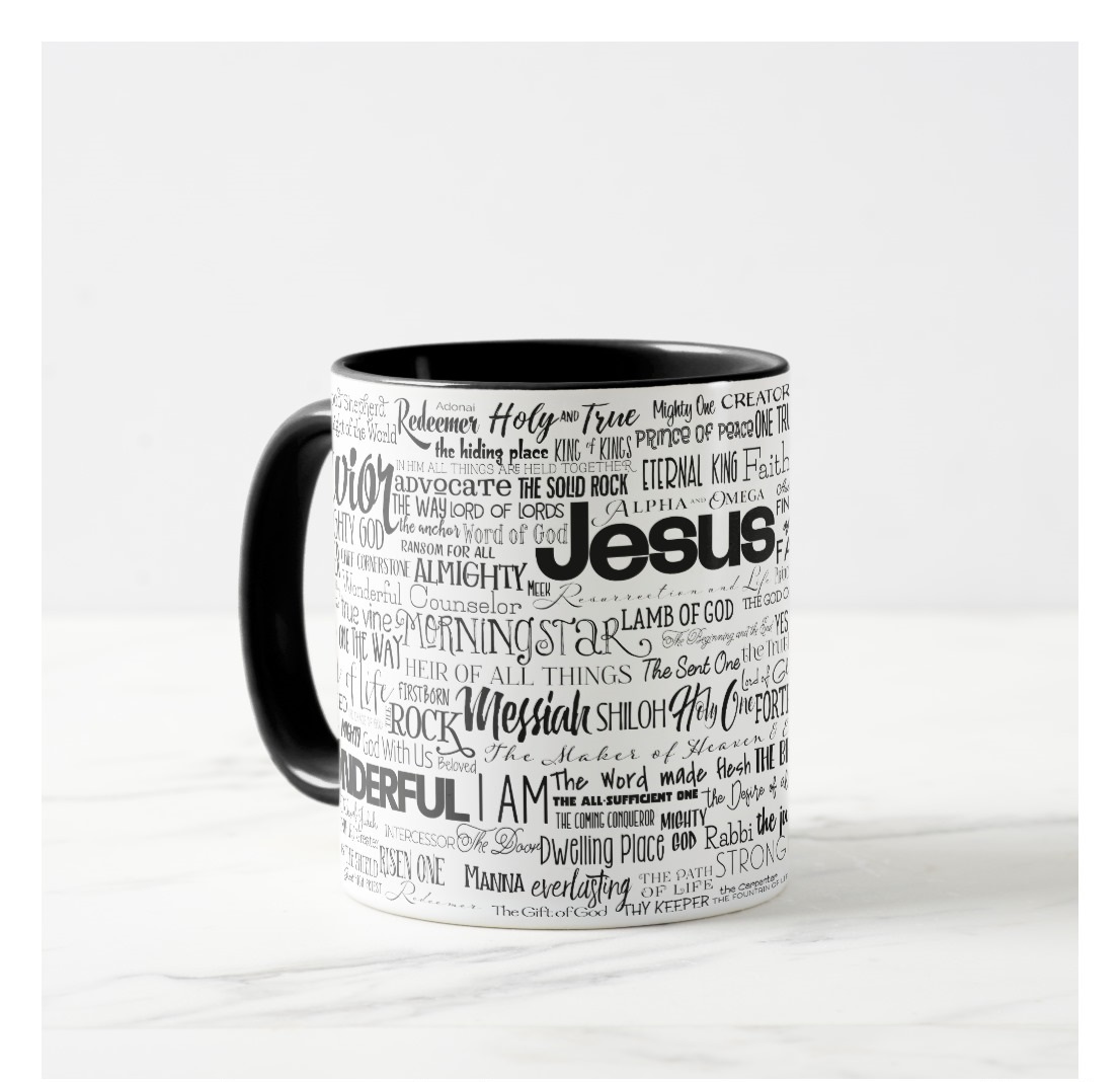 Caneca Personalizada Os Nomes De Jesus Preto