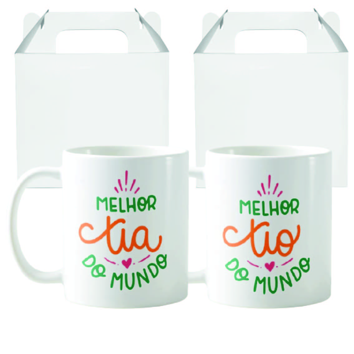 Kit 2 Canecas Presente Especial Melhor Tio e Tia do Mundo - Família (Tio(a))
