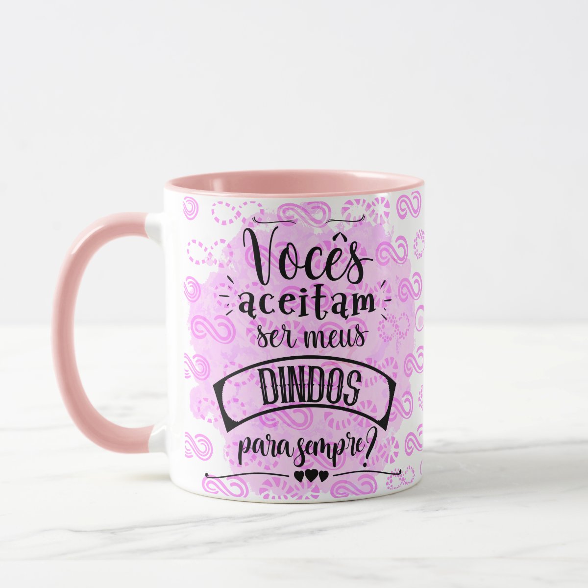 Caneca Personalizada Convite Vocês Aceitam Ser Meus Dindos - Batizado (Batizando(a))