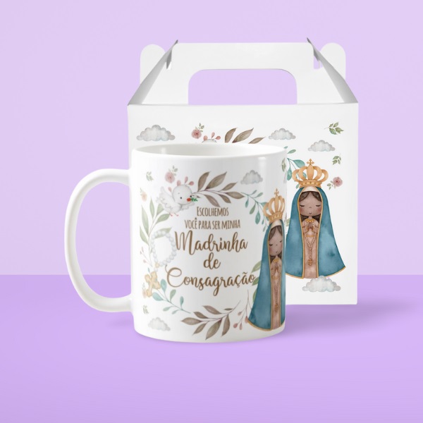 Caneca Batismo Madrinha de Consagração Presente Pronta Entrega