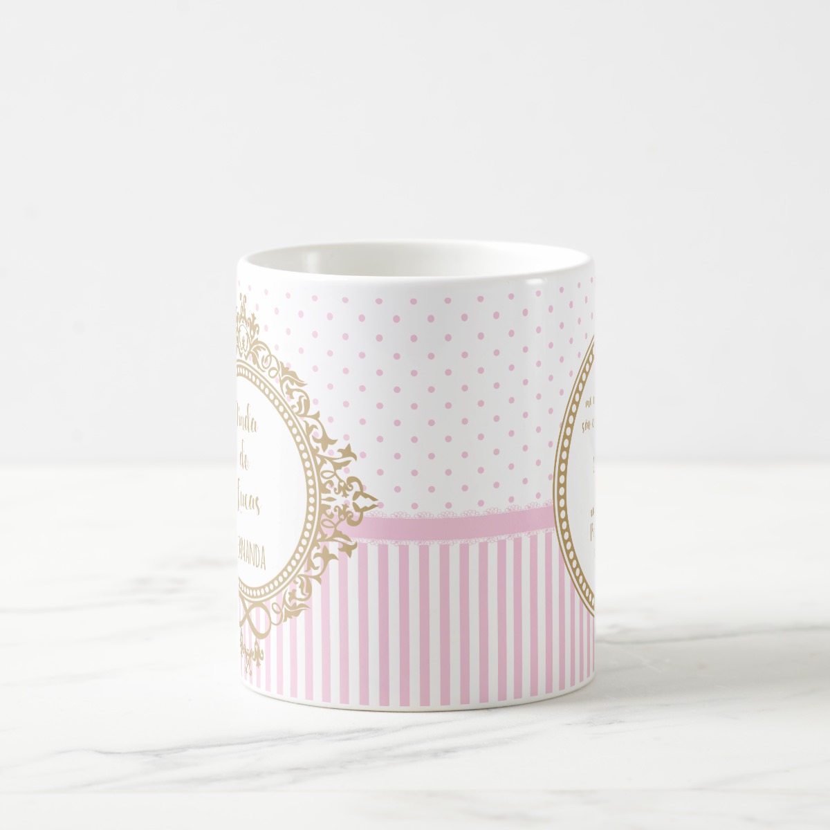 Caneca Presente Batizado Madrinha Dinda Brasão com Nomes