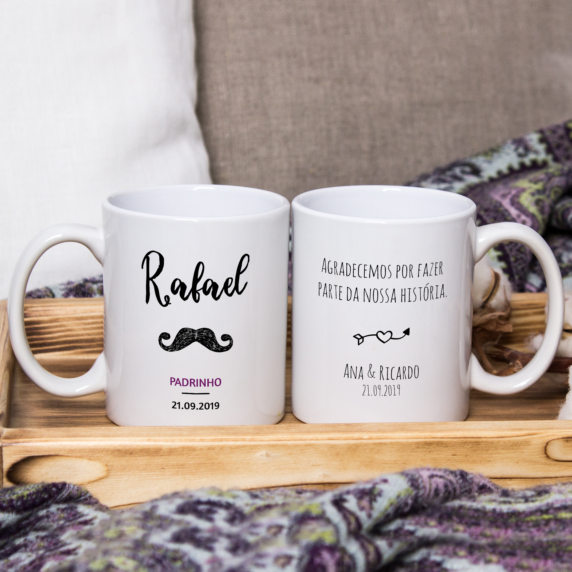 Kit 2 Canecas Personalizadas Lembrança Casamento Padrinhos
