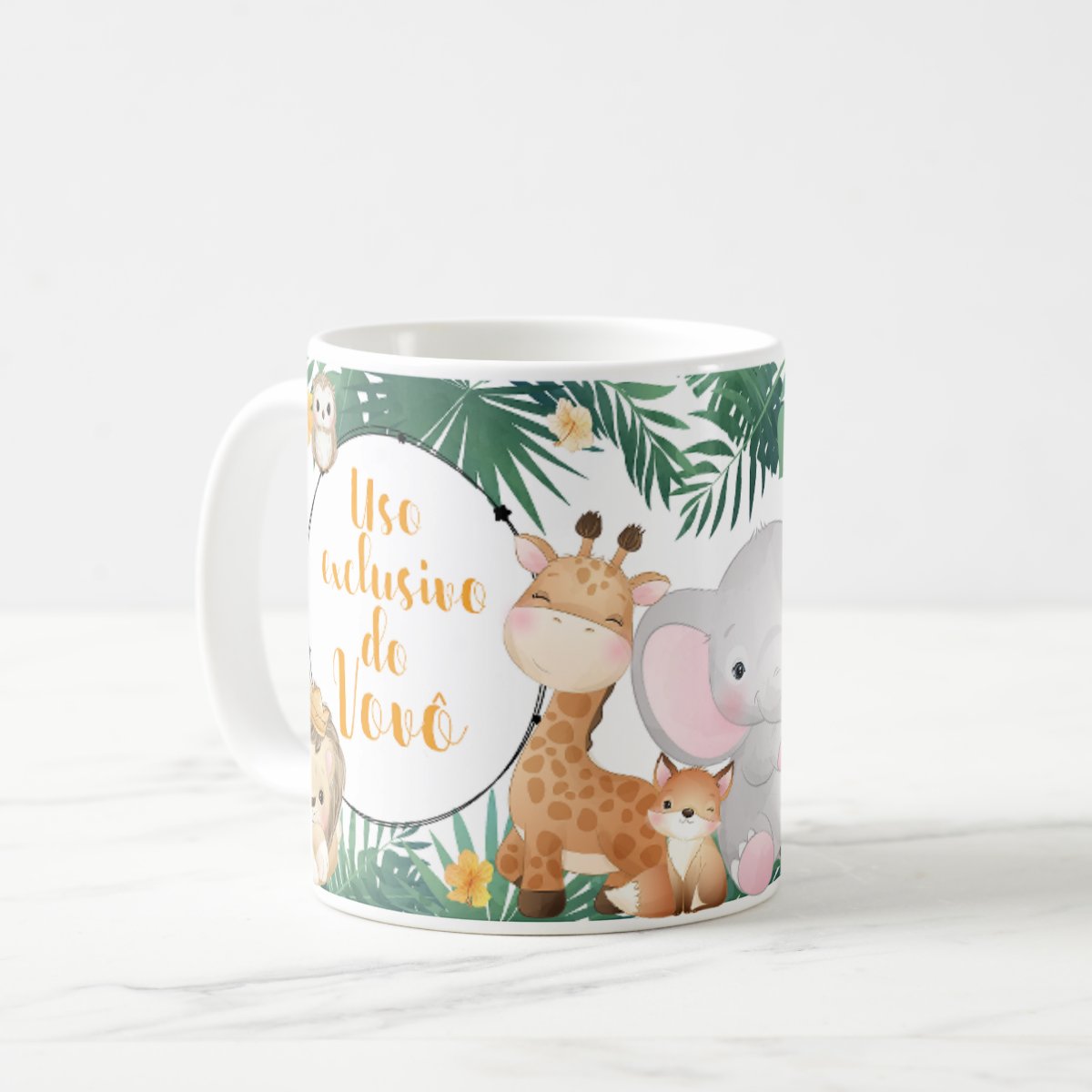 Caneca Lembrança Infantil Safari Aniversário Nascimento