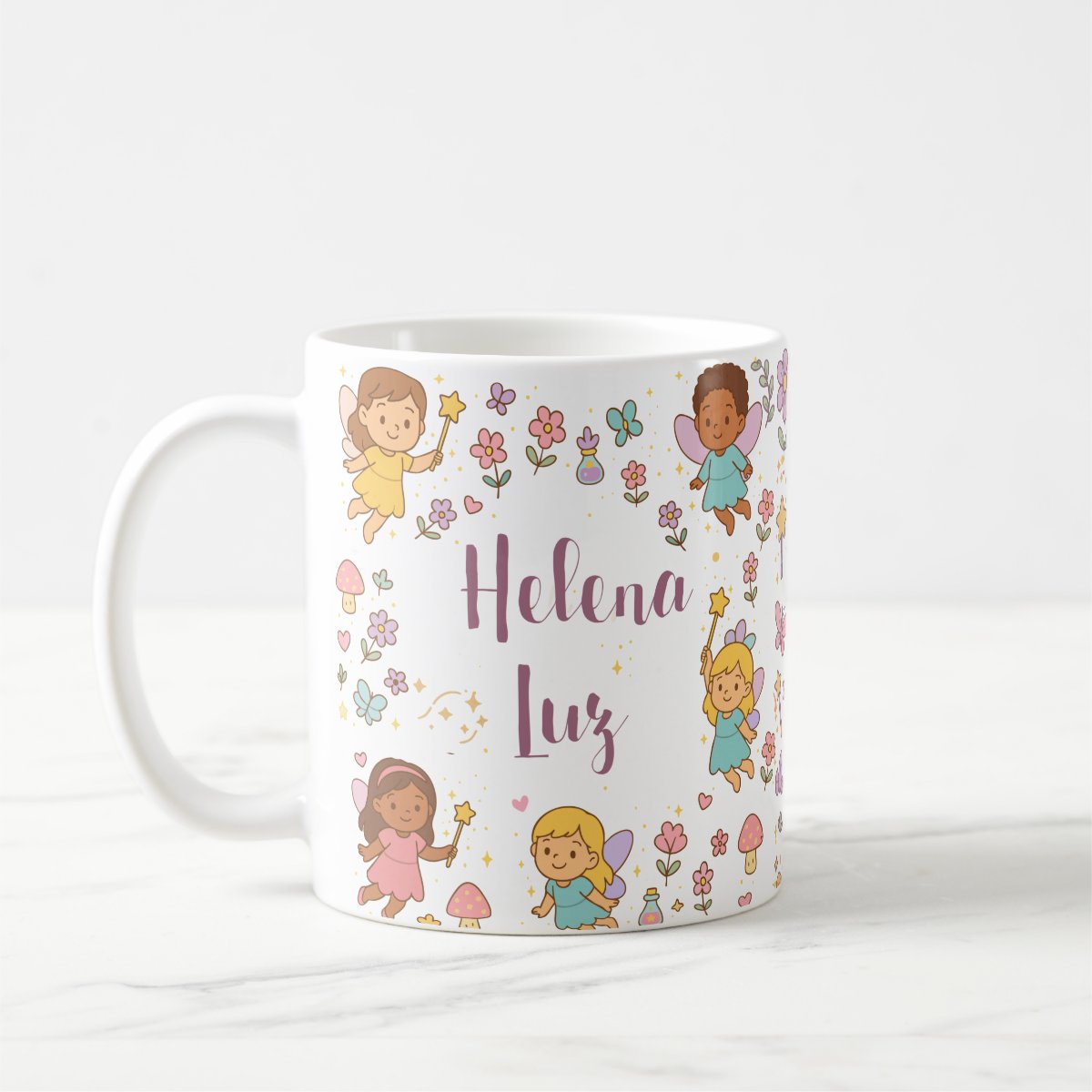 mundo das fadas caneca de polimero infantil feminina