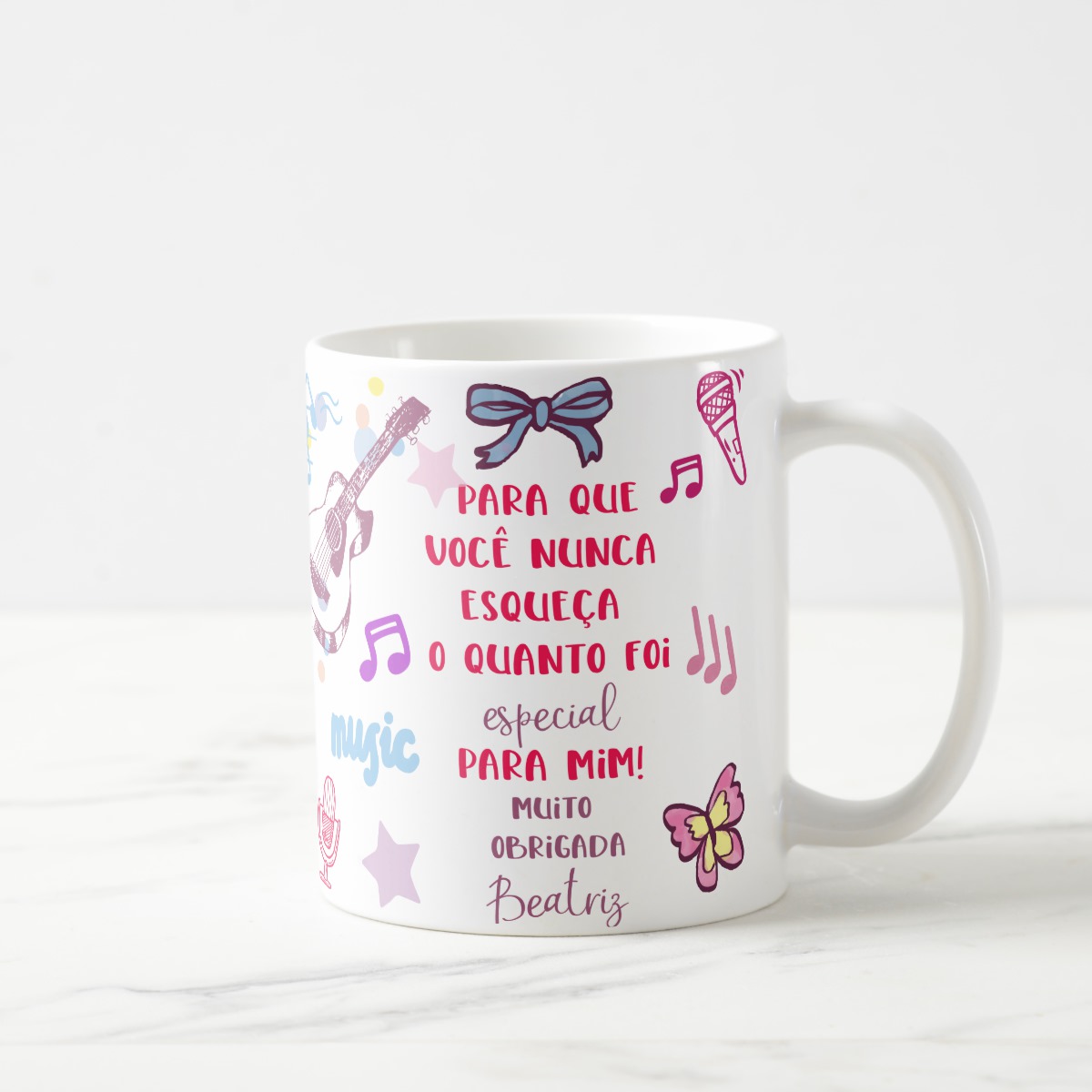 Caneca Professora de Música com Agradecimento