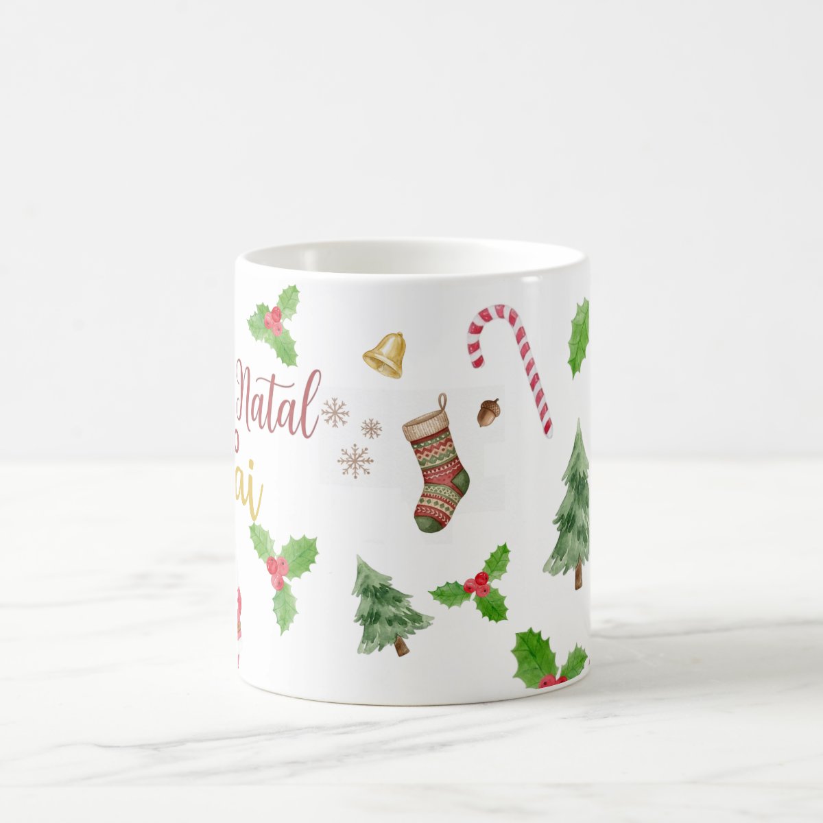 Caneca Primeiro Natal como Papai Presente Pronta Entrega Família 🎁