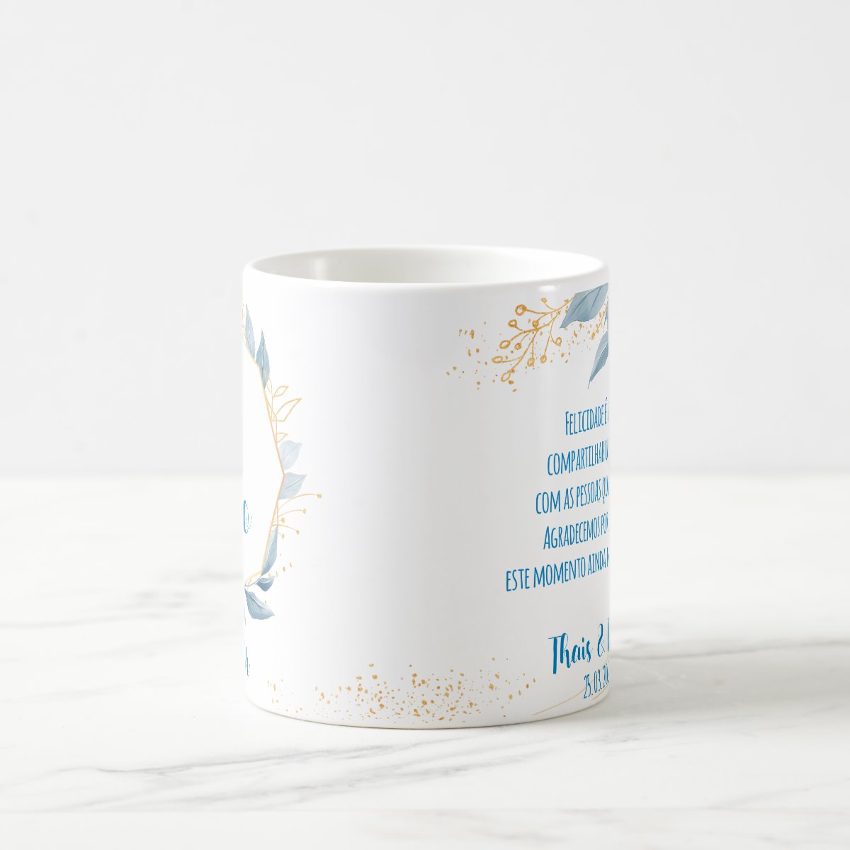 Caneca Lembrança Pai da Noiva Recordação Casamento Azul