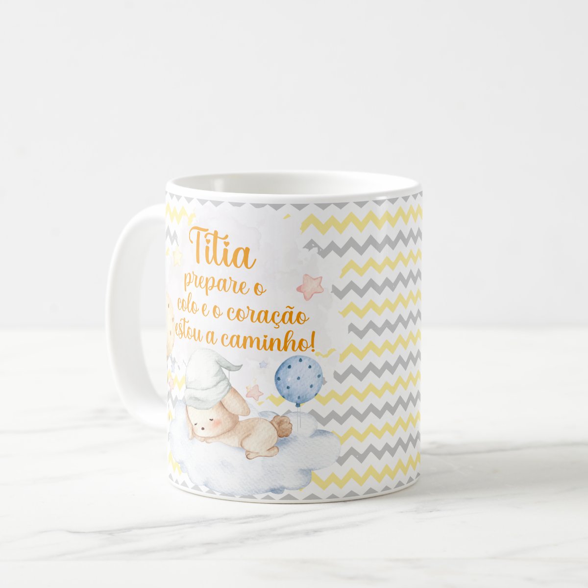 Caneca Surpresa Gravidez Grávida Tia Titia Estou a Caminho