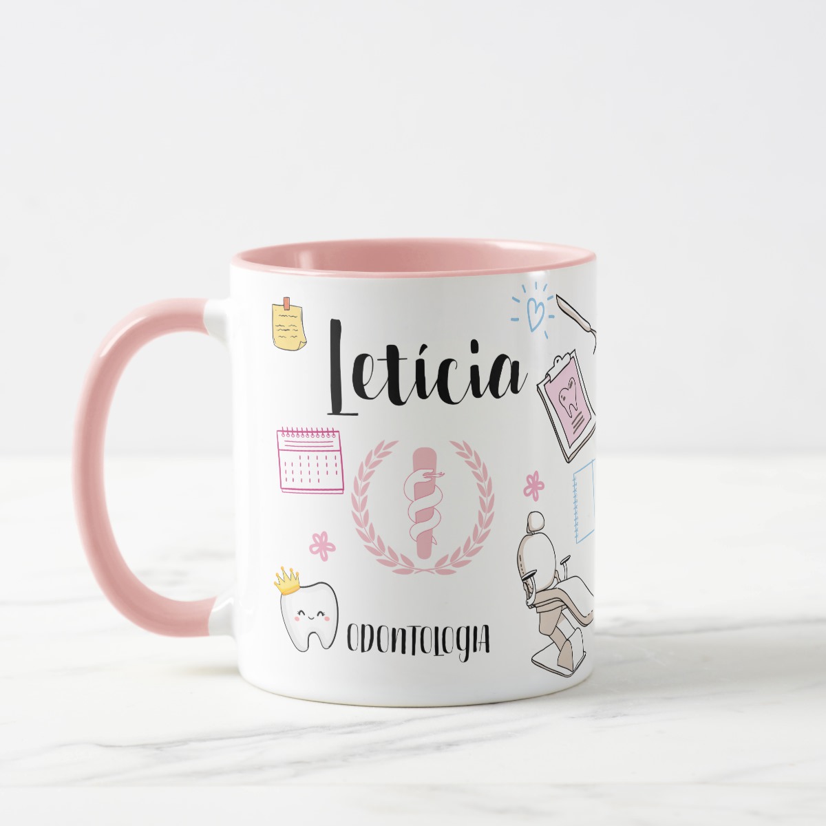Caneca Odontologia Formatura de Dentista Nome Personalizado - Profissões (Dentista)