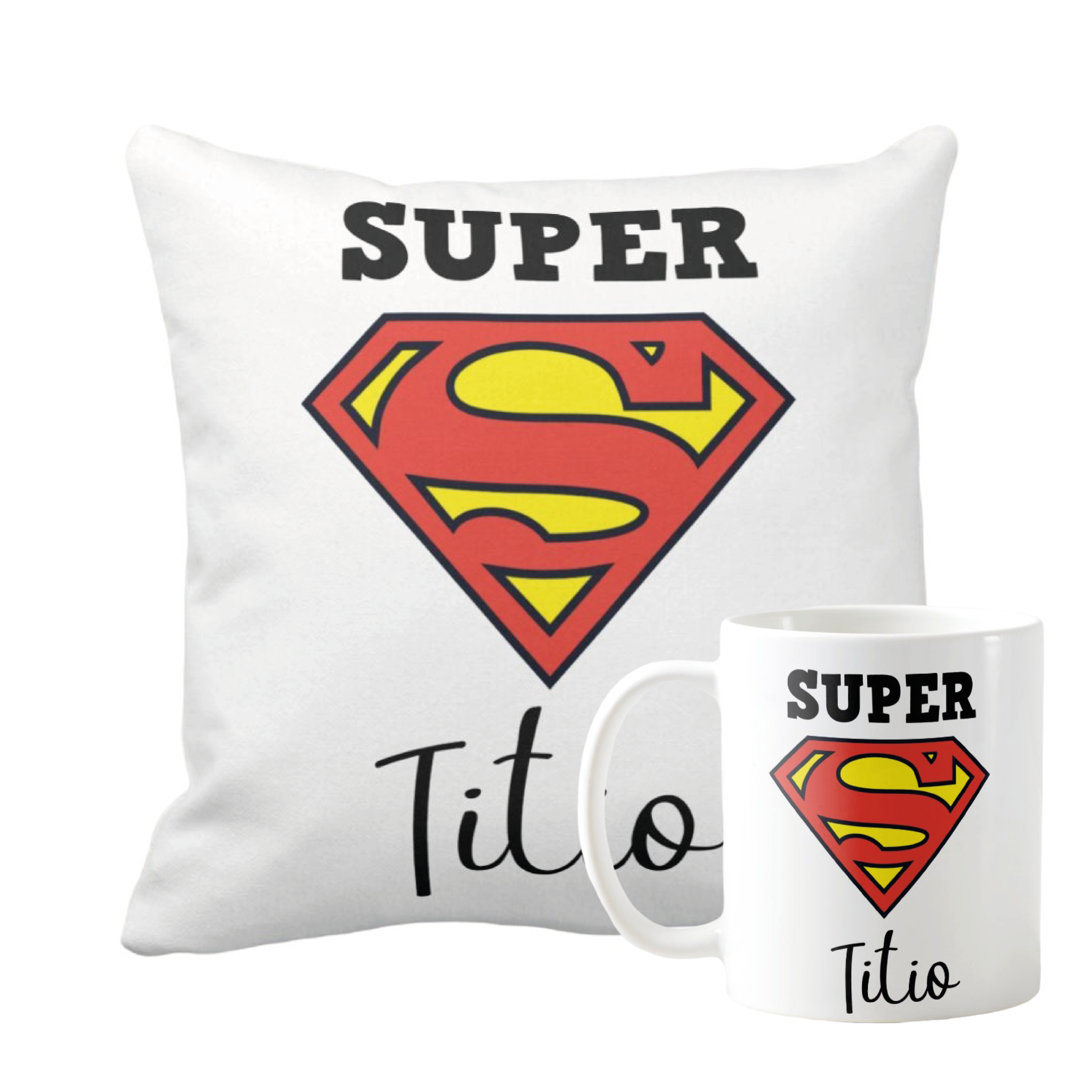 Kit Presente Criativo Caneca E Almofada Super Titio - Família (Tio(a))
