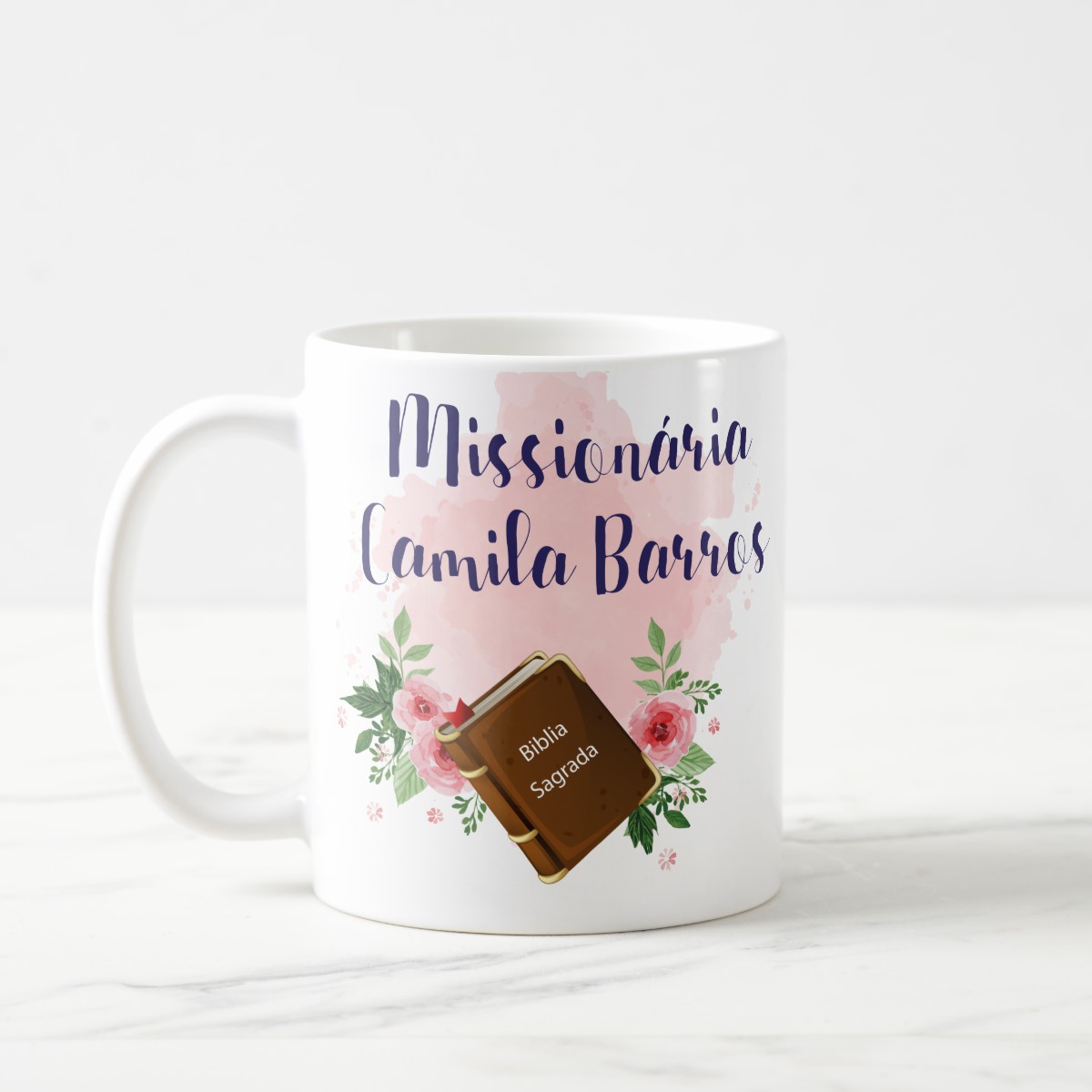 Caneca Biblica Presente com Nome e Biblia para Mulher