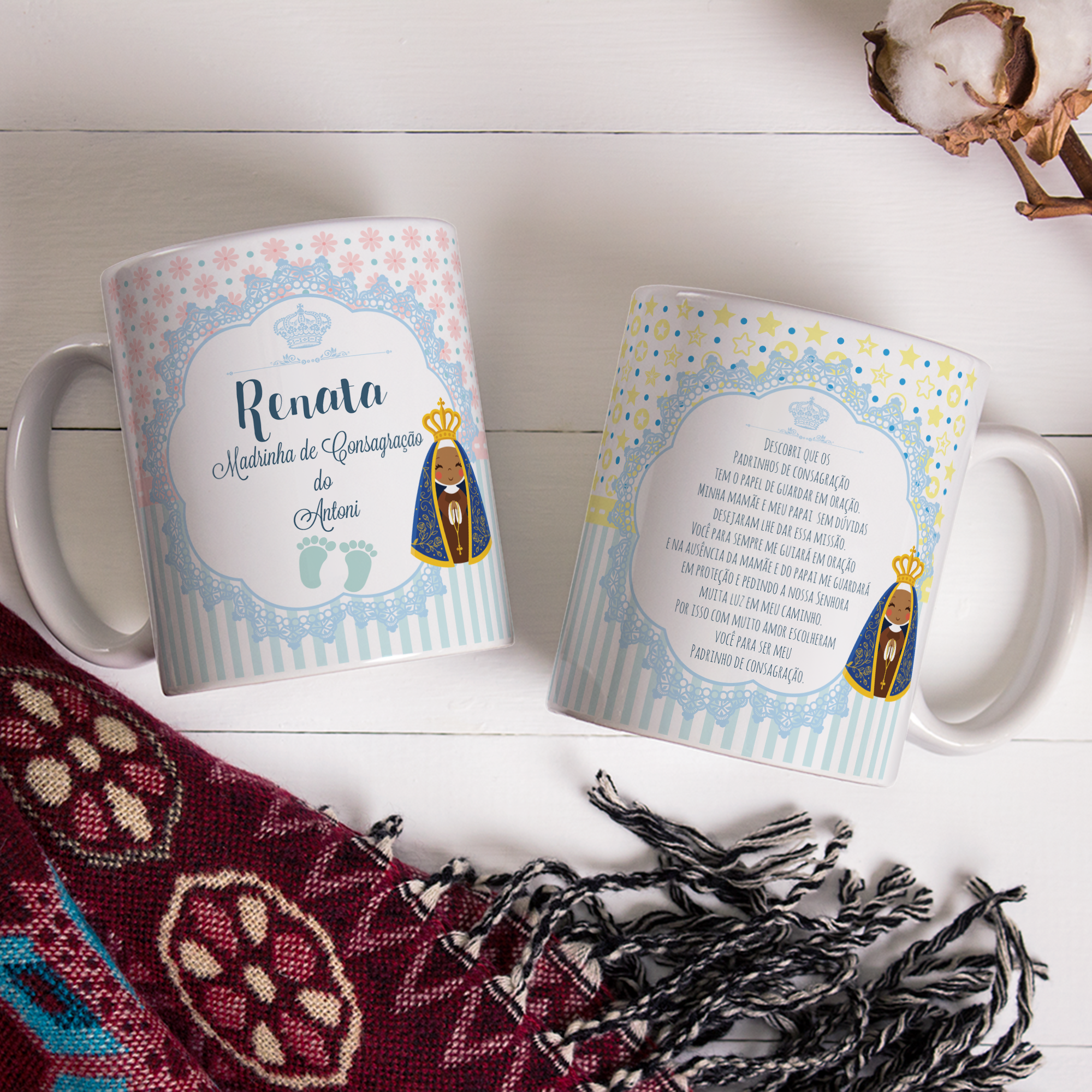 Kit Presente Batizado Padrinhos De Consagração Com Nomes